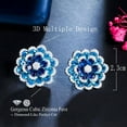thumbnail image 4 of Silver Plated Blue CZ 3D Multiple Flower Stud Earring for Brides Costume Jewelry, 4 of 9