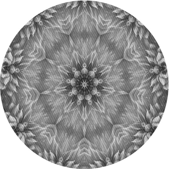 Ahgly Company Indoor Round Patterned Carbon Gray Area Rugs, 5' Round