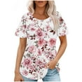 thumbnail image 2 of Cilsoka Womens Printed Tops Short Sleeve Summer Casual Crew Neck Shirts Floral Blouse Pleated Tunics Tops 2026 Fashion Clothing, 2 of 6