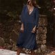 thumbnail image 2 of Vestido largo a media pantorrilla de manga larga suelto con cuello en V a la moda para mujer Fridja  yut6017, 2 of 8