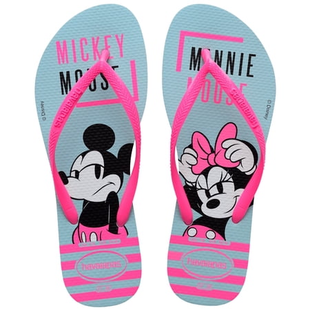 Havaianas Women's Slim Disney Minnie and Mickey Mouse Flip Flop Sandals, Blue Water, Size 7/8