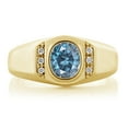 thumbnail image 2 of Gem Stone King 18K Yellow Gold Plated Silver Men's Ring Persian Blue Moissanite Created Sapphire (1.44 Cttw), 2 of 6
