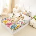 thumbnail image 4 of Erosebridal 3-Piece Easter Rabbit Twin Sheet Set For Teens, Colorful Flowers Bedding For Children Kids Breathable Home Decor, 4 of 5