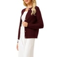 thumbnail image 4 of INSPIRE CHIC Women's Button Down Cardigan Sweater Crewneck Long Sleeve Knit Ribbed Jacket XL Dark Red, 4 of 5