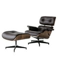 thumbnail image 2 of Tufted Top Grain Leather Swivel Lounge Chair and Ottoman, 2 of 5