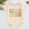 thumbnail image 2 of KPOPLK Newborn Toddler Baby Girl One Piece Outfit Bubble Romper Infant Shirt Matching Outfits Clothes Beige Size 3-6 Months, 2 of 7