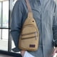 thumbnail image 4 of Bandolera de lona para hombre - Caqui, marrón, verde - 30x18x6cm - Bolsa mensajera exterior exterior con cremallera engrosada y correa ajustable, 4 of 6
