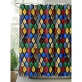 thumbnail image 2 of Abstract Shower Curtain, Stained Glass Moroccan Texture Waterproof Shower Curtain Set with 12 Hooks Lightweight Washable Fabric Shower Curtains for Bathroom 72x84 Inches, 2 of 6