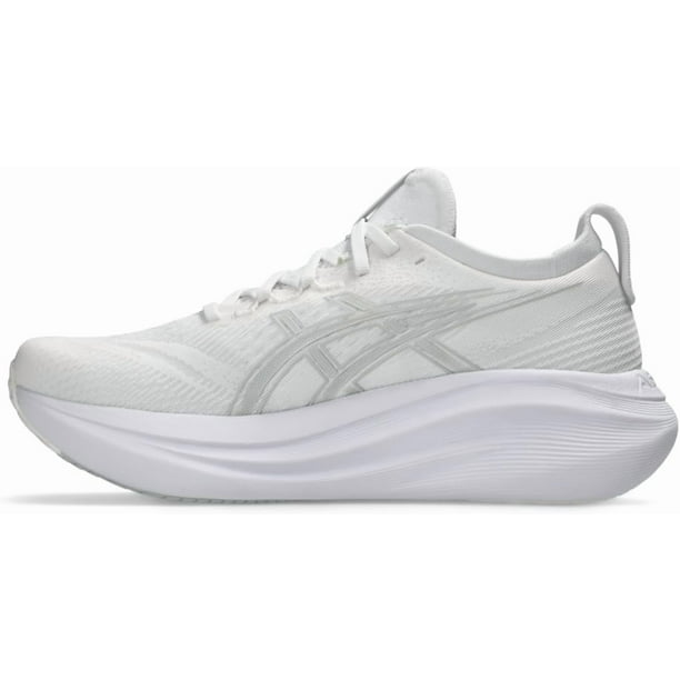 Zapatillas de running ASICS Gel-Nimbus 27 para hombre, blanco/gris glaciar