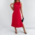thumbnail image 2 of Women's Sleeveless Round Neck Split Hem Dress - Flowy Casual Summer Party Outfit - Loose Fit - XS-XXL Sizes, 2 of 8