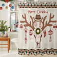 thumbnail image 6 of Shower Curtain 66"W x 72"L Merry Christmas Deer Skull Dots Stripes Linen Fabric Shower Curtains Set with Hooks Water Repellent Bathroom Curtains Machine Washable Bathroom Accessories, 6 of 9
