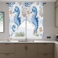 thumbnail image 6 of Seahorse Coastal Kitchen Window Curtains, Swag Curtains Valance for Bedroom Living Room Bathroom, Summer Beach Starfish Coral Nautical Rod Pocket Window Curtain Block Drapes 2 Panels 28"x36", 6 of 7