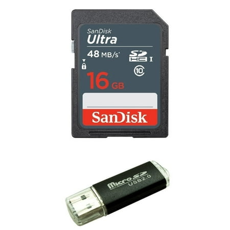 Sandisk 16GB SD SDHC Flash Memory Card works with NINTENDO 3DS N3DS DS DSI & Wii Media Kit, Nikon SLR Coolpix Camera, Kodak Easyshare, Canon Powershot, Canon EOS + SD/TF USB Card