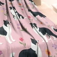thumbnail image 3 of Border Collie Dogs with Pioneer Flower Blanket,Comfortable Soft Lamb Wool Throw Blanket,All Season,Warm Lightweight Blankets for Sofa Bed Couch Living Room Chair,60"x80", 3 of 4