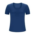 thumbnail image 5 of VBTAPA Womens Plus Size T-shirts with Built in Bra Casual Workout Undershirts Slim Fit Short Sleeve Crewneck Tee Tops Blue XXXL, 5 of 8