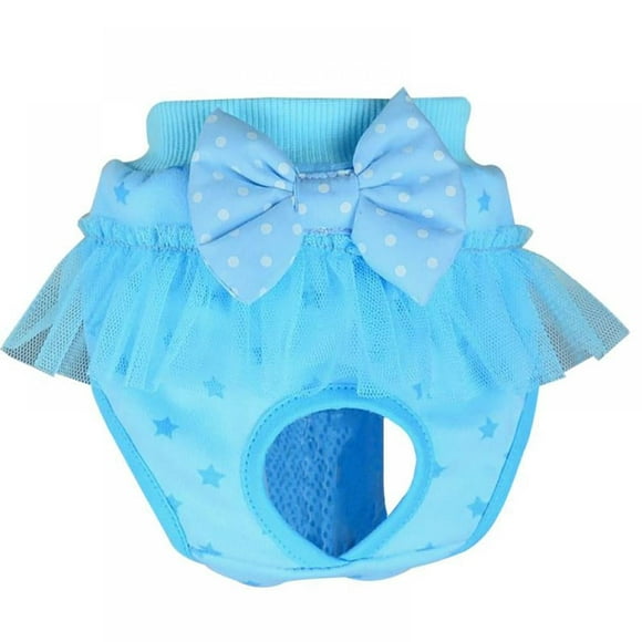 Dog Diapers Female Physiological Pants Pet Reusable Washable Dog Period Diapers Cute Cotton Dog Underwear with Pink/Blue Bows for Cat Puppy Small Dogs(Blue,XL)