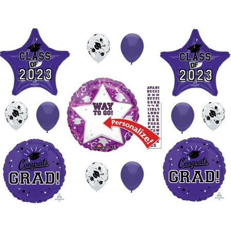 Personalized Class of 2023 Purple Graduation Way To Go Party Balloons Decorations