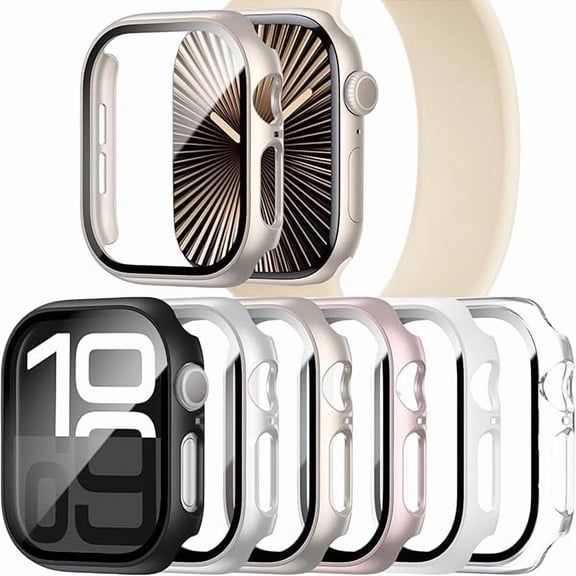 wonima01 6 Pack Case with Tempered Glass Screen Protector Compatible with Apple Watch Series 10/11 42mm, Ultra-Thin Scratch Resistant Hard PC Cover for iWatch 42mm