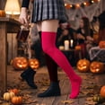 thumbnail image 6 of Halloween Thigh High Socks for Women Over Knee Socks Long Color Block Stockings (B), 6 of 6