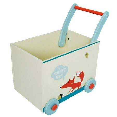 Labebe Baby Walker With Wheel White Fox Printed Wooden Push Toy 2 Labebe Baby Walker With Wheel White Fox Printed Wooden Push Toy 2 In
