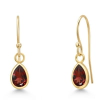 Gem Stone King 14K Yellow Gold Red Garnet Earrings for Women | 0.98 Cttw | Gemstone January Birthstone | Pear Shape 6X4MM