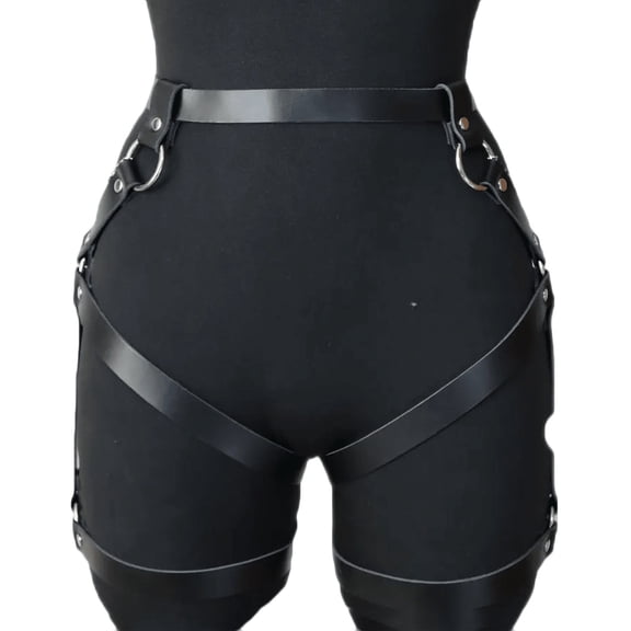 ZACPNCV Womens Adjustable Leather Thigh Garter Belt Solid Color Novelty Accessory for Performance