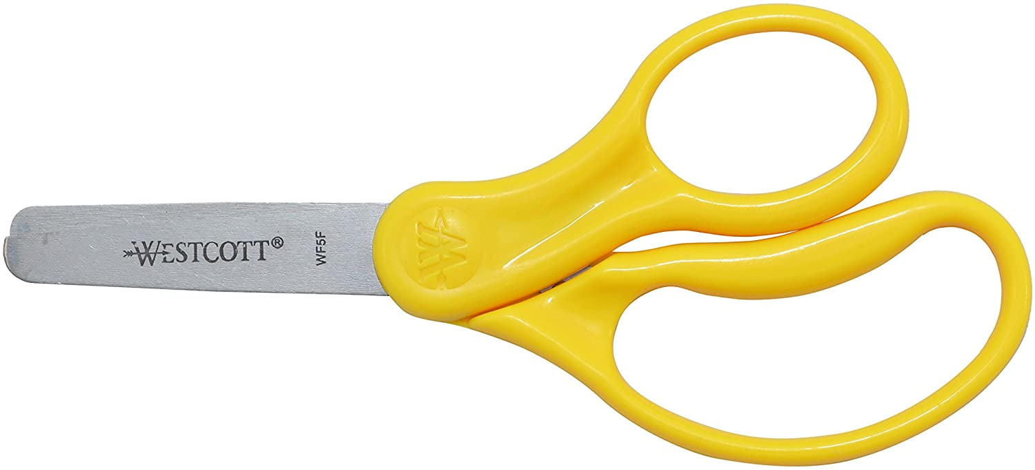 Westcott Classic Kids Scissors, Blunt Tip, 5 inch, Neon Yellow