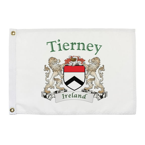 Tierney Irish Coat of Arms Small White Flag - 16"x10.5" inches