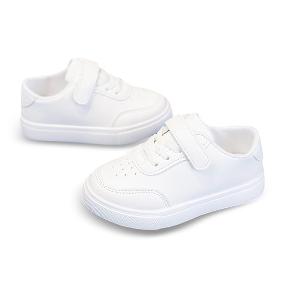 GPOECD Kids Sneakers Breathable Barefoot Flexible Sole Wide Toe Lightweight Athletic Boys Running Shoes White,25