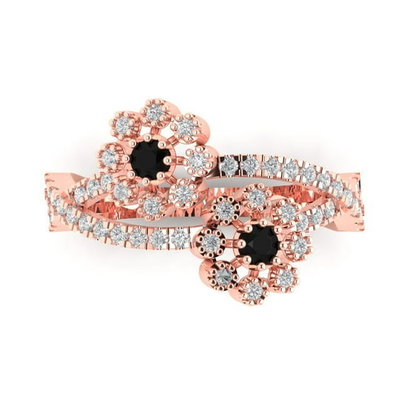 Halo Engagement Ring for Women - 0.48ct Natural Onyx in 14K Rose Gold Promise Ring