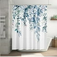thumbnail image 4 of Blue Eucalyptus Leaves Shower Curtain, Watercolor Plant Floral Bathroom Shower Curtain, Fabric Waterproof Botanical Shower Curtain with 12 Hooks, 72 x 72 Inch, 4 of 6