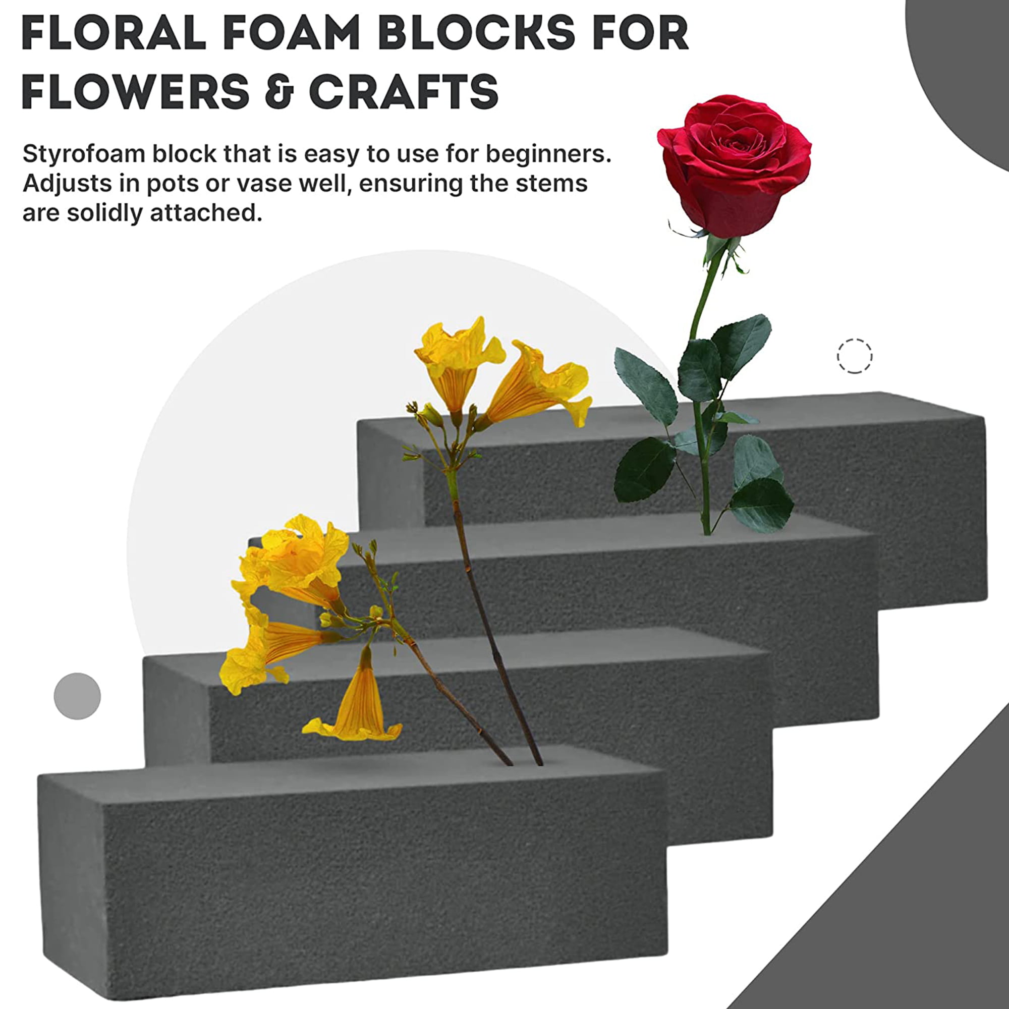 4Pcs Dry Floral Foam for Artificial Flowers Wet Floral Foam Bricks Grey  Florist Styrofoam Blocks for Flower Arrangement - AliExpress