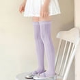 thumbnail image 3 of Eltusu Girls Knee-High Socks, Knitting Cotton Casual Stretchy Tight Dance Socks Purple Size 10T, 3 of 8