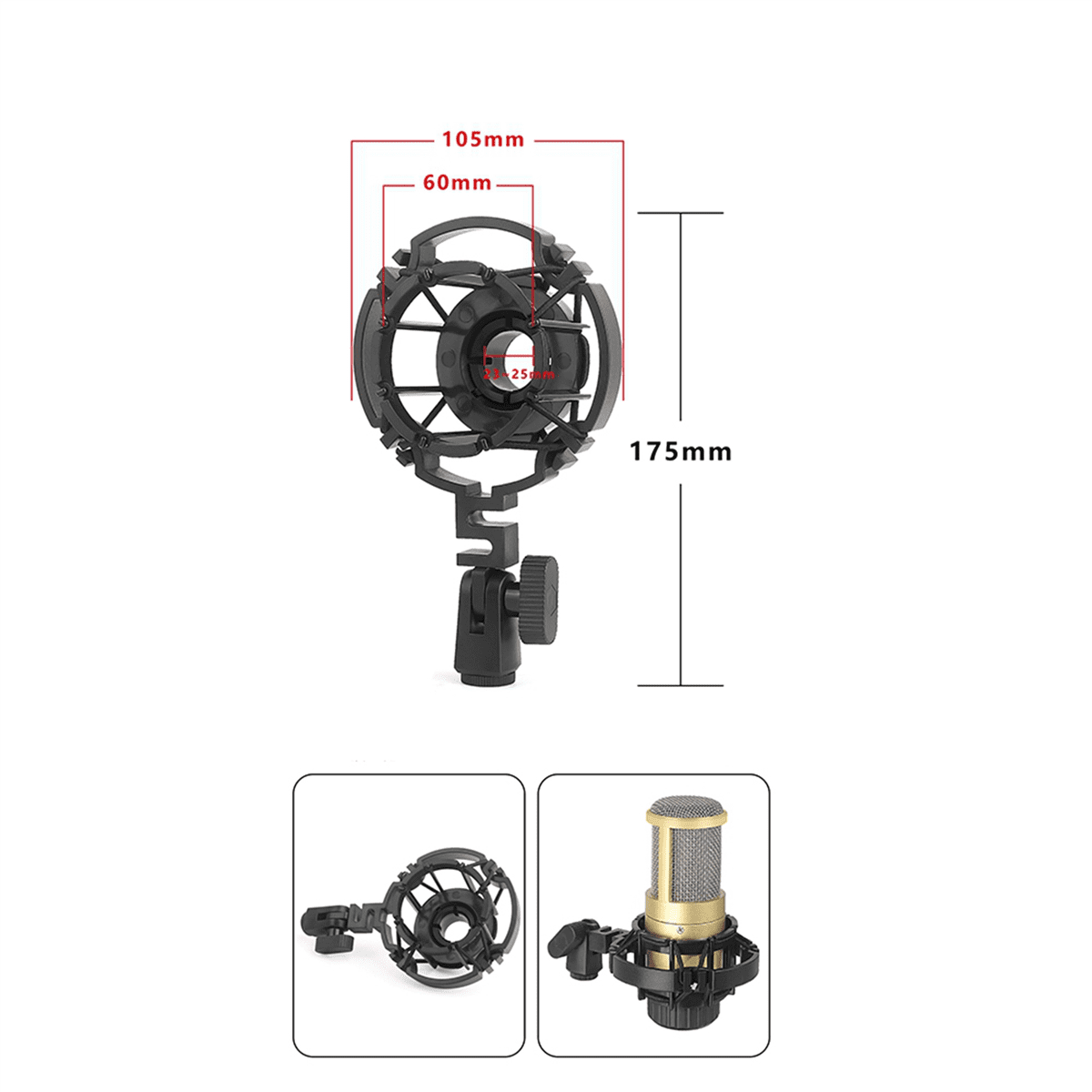 2X Spider Microphone Shock Mount Condenser Microphones Universal Shockmount Stand Microphone Mount,2 x Microphone shock mount,Black