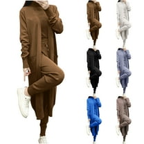 DDAPJ pyju Women's 3 Piece Lounge Sets Long Cardigan Sweaters Knitted Tank Top Jogger Pants Matching Set Cozy Knit Loungewear Fall Fashion Outfits Gray M