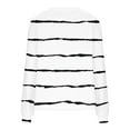 thumbnail image 4 of Olyvenn Women's V-Neck Long Sleeve Fleece Cardigan Striped Coat Fashion Color Block Printed, Warm Zip-Up Jacke for Daily Wear White S, 4 of 5