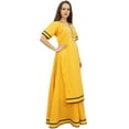 thumbnail image 2 of Bimba Women's Mustard Classy Cotton Long Kurta Skirt Dress Indian Clothing - 10, 2 of 6