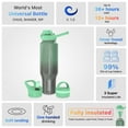thumbnail image 4 of Coldest Sports Water Bottle - 3 Insulated Lids (Chug Lid, Straw Lid, Loop Lid ) Double Walled, Thermo Mug, Metal Canteen (46 oz, Milky Way Green Glitter), 4 of 6