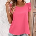 thumbnail image 2 of Posijego Women's Summer Ruffle Tank Tops Cross Back Beach Casual Tanks Summer Loose Sleeveless Shirt, 2 of 5
