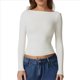 thumbnail image 3 of Camisa de Larga con Cuello Redondo para Mujer, Básica, con Doble Forro y Fruncido Lateral, para Salir XL, 3 of 7