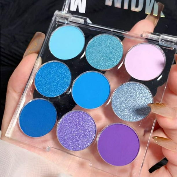 Paleta de sombras de ojos azul Maquillaje de sombra de ojos azul púrpura mate, 9 colores Sombra de ojos azul púrpura mate Plattet de sombra de ojos colorida de larga duración para mujeres (03)