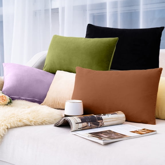 TTJ Pillow Case Pillowcases Velvet Throw Pillow Cover Rectangle Cushion Case Solid Color Soft Plush Waist Pillow Sham Decorative Accent for Sofa Bed Chair Home Decor Use