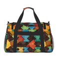 thumbnail image 2 of 13in×19.7in Large Capacity Design Handle Protective Cover Can Be Used As A Travel Bag Handbag Weekend Bag Saddlebrown Colorful Houndstooth Hand-Drawn Sketch_3, 2 of 8