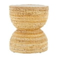 thumbnail image 6 of DecMode 16" x 19" Light Brown Banana Leaf Handmade Woven Accent Table with Wooden Tabletop, 1-Piece, 6 of 9