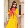 thumbnail image 6 of Janasya Women's Mustard Rayon Solid Dress with Palazzo and Scarf, 6 of 6