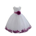 thumbnail image 2 of Ekidsbridal White Tulle Rose Petals Flower Girl Dresses Junior Bridesmaid Communion Christening Baptism Father Daughter Dance Recital Gown 302T 2, 2 of 3