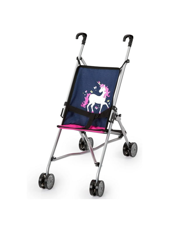 Umbrella Doll Stroller in Unicorn Blue & Pink - for Dolls & Plushes up to 18"
