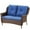 Brown/Blue, variant on Bellefurn Outdoor Loveseat Patio Couch,Rattan Garden Sofa 2-Seat Outdoor Sofa Thicking Cushions Rattan Garden Furniture Sets for Outdoor,Balcony,Backyard,Poolside
