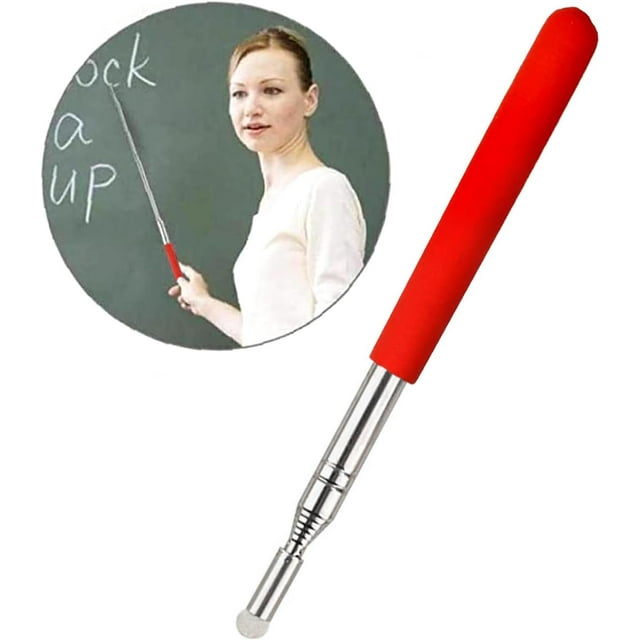 Pointeur de Présentation Extensible Rouge, Baguette Télescopique Rétractable pour Enseignants, Pointeurs Rétractables, Baguette Télescopique, Bâton de Pointeur pour Enseignement, Présentation, Guide