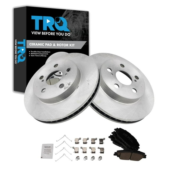 TRQ Front Brake Pad & Rotor Kit Brake Pads Brake Rotor Ceramic Fits Select 2022 Toyota Corolla